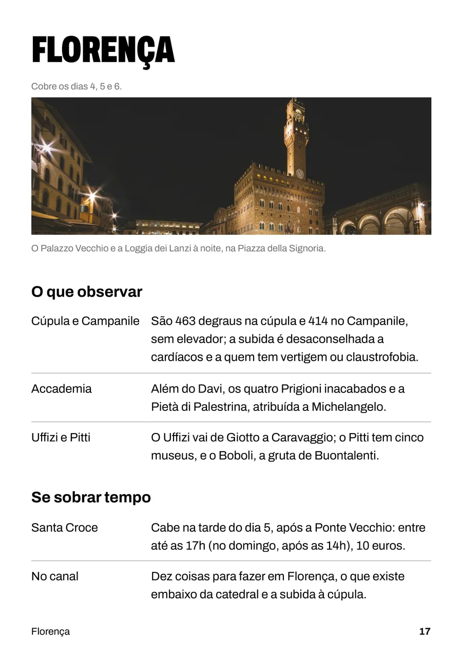 Página de abertura de Florença do e-book